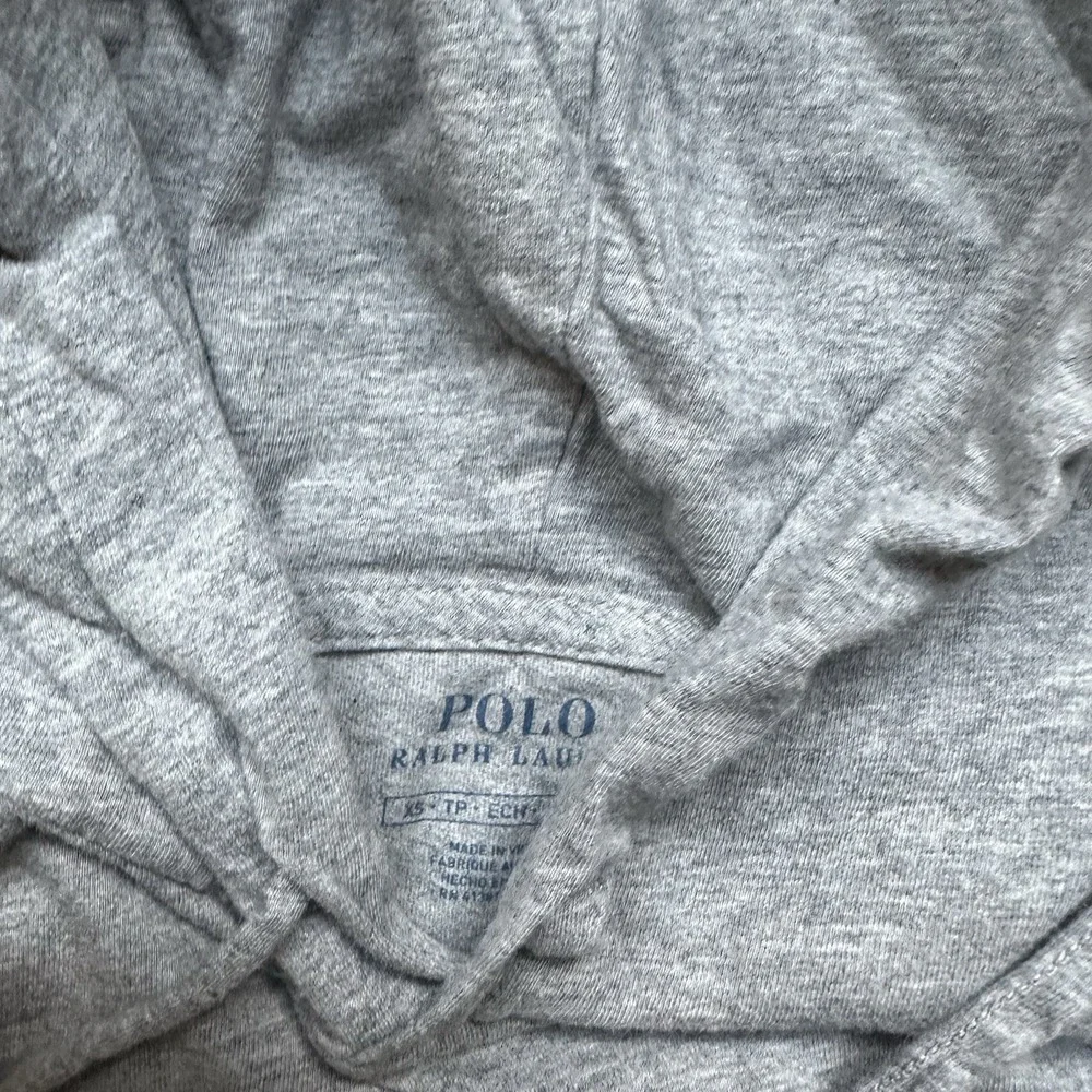 Polo Ralph Lauren Gray Cotton Jersey Hoodie Hooded Drawstring Logo Size XS EXC++